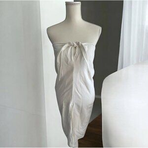 STILLWATER White Linen Blend Strapless Keyhole Dress Size Small